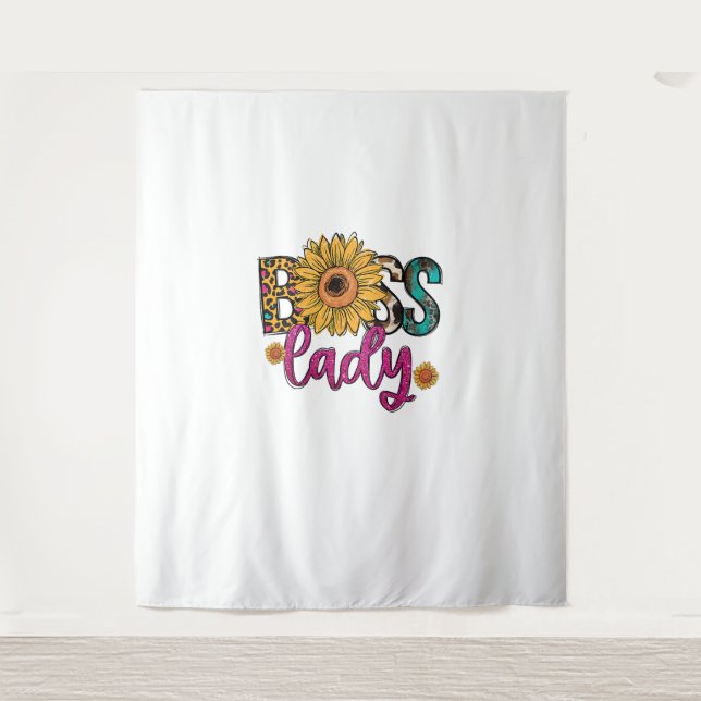 Tapete De Parede Chefe Lady Sunflower Leopard Cow Impressão Empower (Frente)