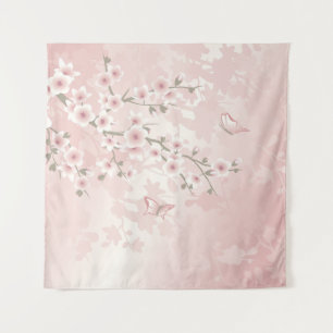Tapete De Parede Cherry Blossom Blush Floral Rosa Vintage