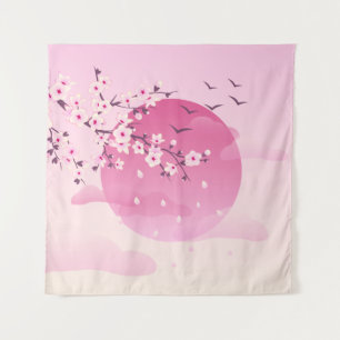 Tapete De Parede Cherry Blossomo Japonês Paisagem Rosa