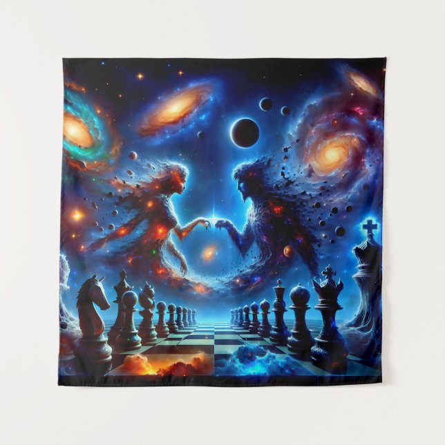 Tapete De Parede Chessboard Celestial em Espaço Profundo (Frente)