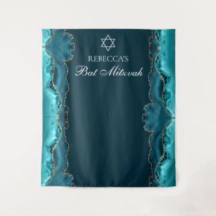 Tapete De Parede Chic Bat Mitzvah Party Teal Dourado Foto Booth