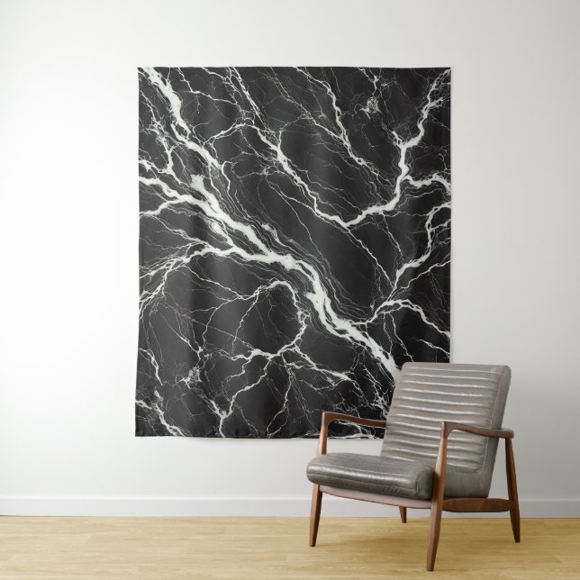 Tapete De Parede Chic Black & White Marble Look Glamor (In Situ)