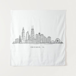 Tapete De Parede Chicago IL Cityscape Illustration