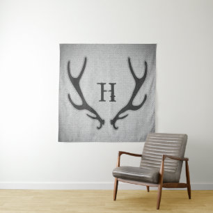 Tapete De Parede Chifres de Veado Rústicos Textura de Faux Burlap C