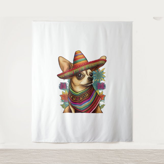 Tapete De Parede Chihuahua Mexico Cinco de Mayo Funny Dog (Frente)