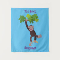 Chimpanzé bonito na selva pendurada em desenho ani