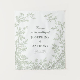 Tapete De Parede Chinoiserie Verde Sage Floral Casamento Bem-vindo