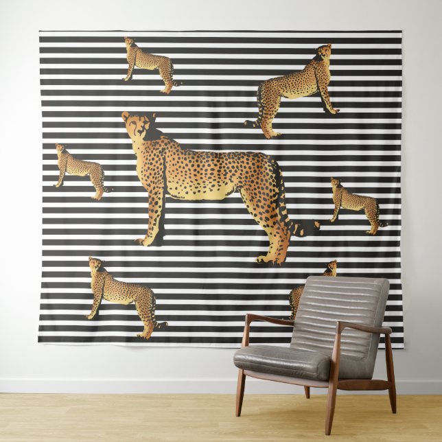 Tapete De Parede Chita E Padrão De Stripe (In Situ (Horizontal))