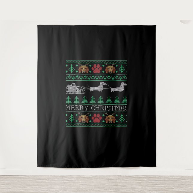 Tapete De Parede Christmas Dachshund Wiener Dog Dachshund Ugly Chri (Frente)