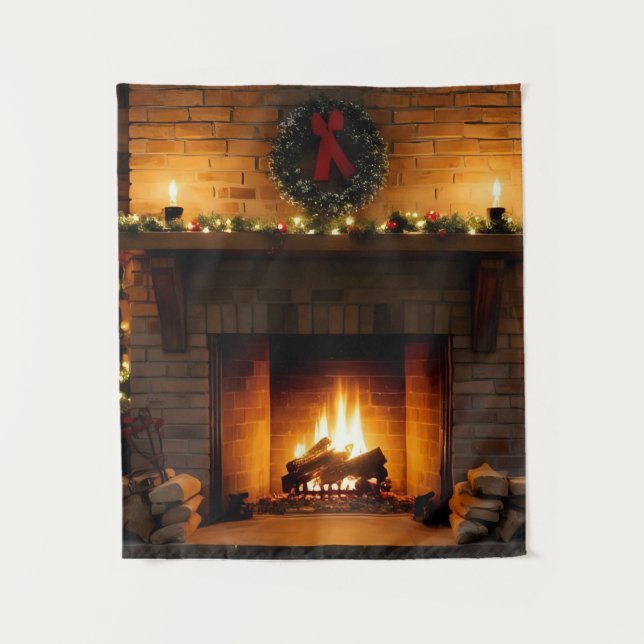 Tapete De Parede Christmas Fireplace (Frente)
