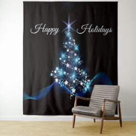 Tapete De Parede Christmas Party Blue Tree Shiny Black Elegant