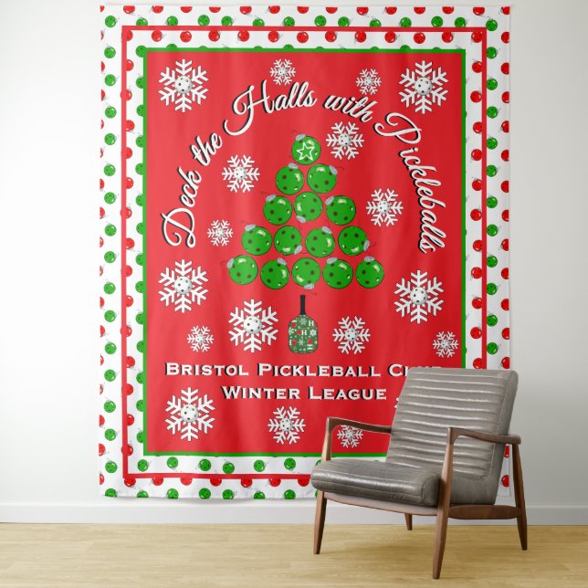 Tapete De Parede Christmas Pickleball Party Personalize Photo Wall (In Situ)
