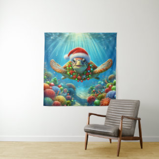 Tapete De Parede Christmas Sea Turtle Tapestry