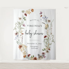 Tapete De Parede Chuva de Bebê Floral Boho Branca