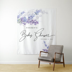 Tapete De Parede Chuva de Bebê Floral Lavanda Aquarela Elegante