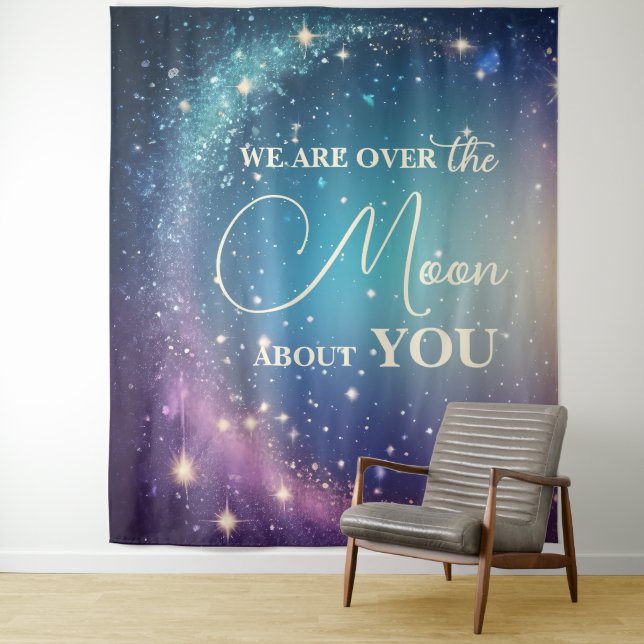 Tapete De Parede Chuva de Bebê Lua Celestial e Estrelas (In Situ)