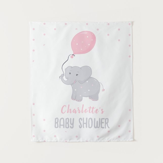 Tapete De Parede Chuva de Bebê Menina Elefante Fofo (Frente)