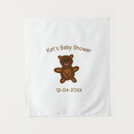 Tapete De Parede Chuva de bebê urso de pelúcia marrom adicione nome