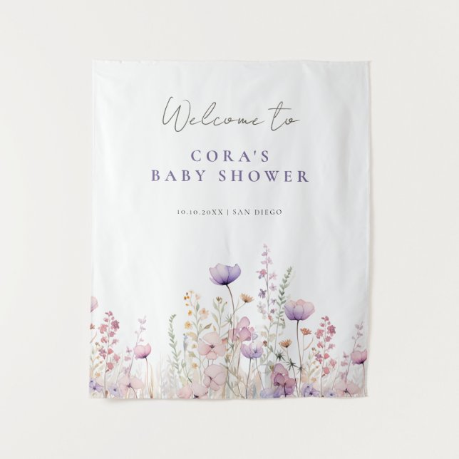 Tapete De Parede Chuva de Flores Silvestres do Prado para Bebê Flor (Frente)