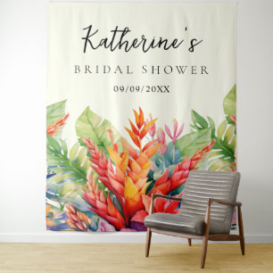 Tapete De Parede Chuva de Noiva com Flores Tropicais Havaianas