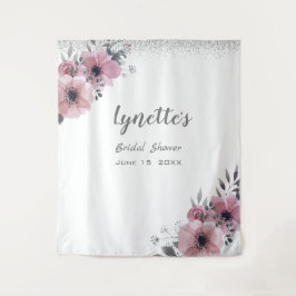 Tapete De Parede Chuva de Noiva Elegante Rosa Desbotado com Brilho