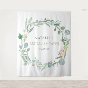Tapete De Parede Chuva de Noiva Floral de Eucalipto em Aquarela