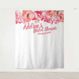 Tapete De Parede Chuva de Noiva Floral em Rosa com Letra Elegante p