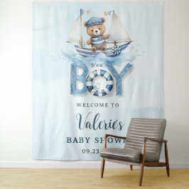Tapete De Parede Chuveiro de Bebê Menino Urso de Pelúcia Azul Náuti