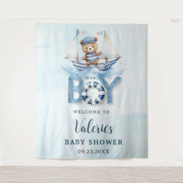 Tapete De Parede Chuveiro de Bebê Menino Urso de Pelúcia Azul Náuti