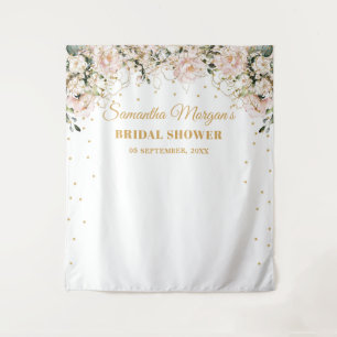 Tapete De Parede Chuveiro de noiva boho rosa floral dourado folhas