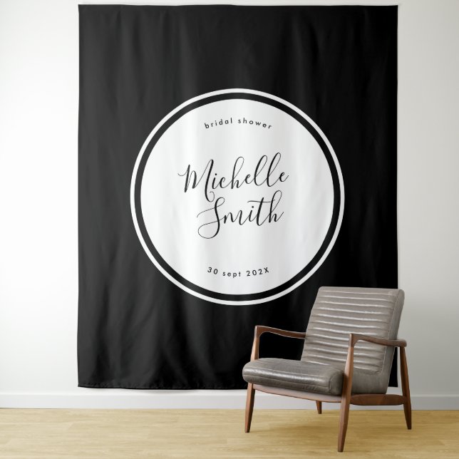 Tapete De Parede Chuveiro Preto Boho Premium Moderno Círculo Plano (In Situ)