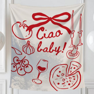 Tapete De Parede Ciao Baby Fundo, Pizza Italiana Desenhada à Mão Ba