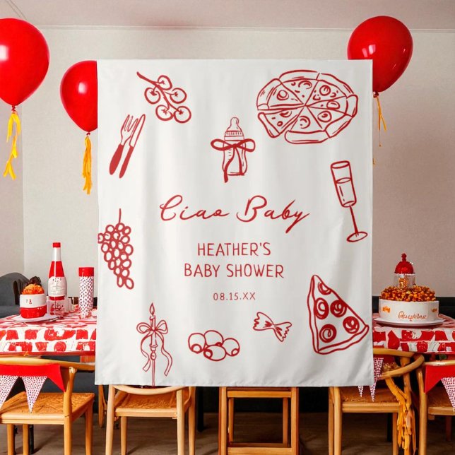 Tapete De Parede Ciao Baby Itália Banner de Churrasco de Pizza Baby (Criador carregado)