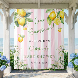 Tapete De Parede Ciao Bambina Baby Shower Pink Lemons Backdrop