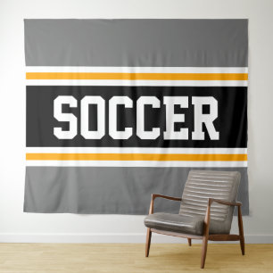 Tapete De Parede Cinza desportiva SOCCER Negras Amarelas