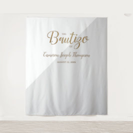 Tapete De Parede Cinza e Dourado bebê Batismo Personalizado Bautizo