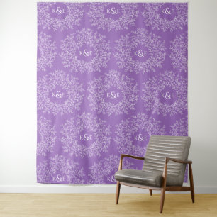 Tapete De Parede Círculo de folhas monograma roxo pano de fundo de 