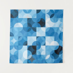 Tapete De Parede Círculos Sem Costura: Abstrato Azul Vintage