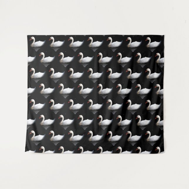 Tapete De Parede Cisne branco sobre preto (Frente (Horizontal))