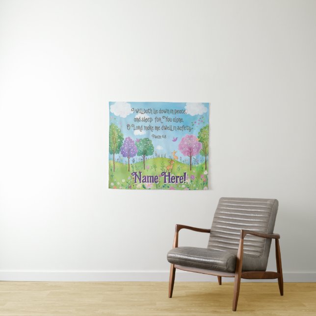 Tapete De Parede Citação de Versículo Bíblico para Menina Bebê Berç (In Situ (Horizontal))