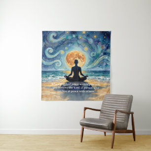 Tapete De Parede Citações de Ioga Meditação Céu Noturno Estrelado L