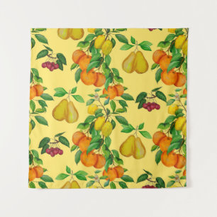 Tapete De Parede Citrus, pera, cereja: impressão de aquarela.