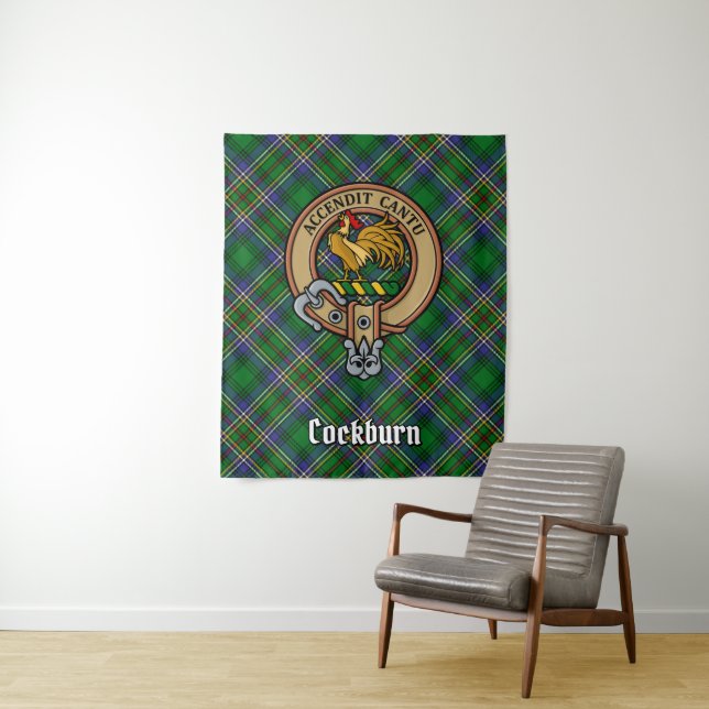 Tapete De Parede Clan Cockburn Crest sobre Tartan (In Situ)