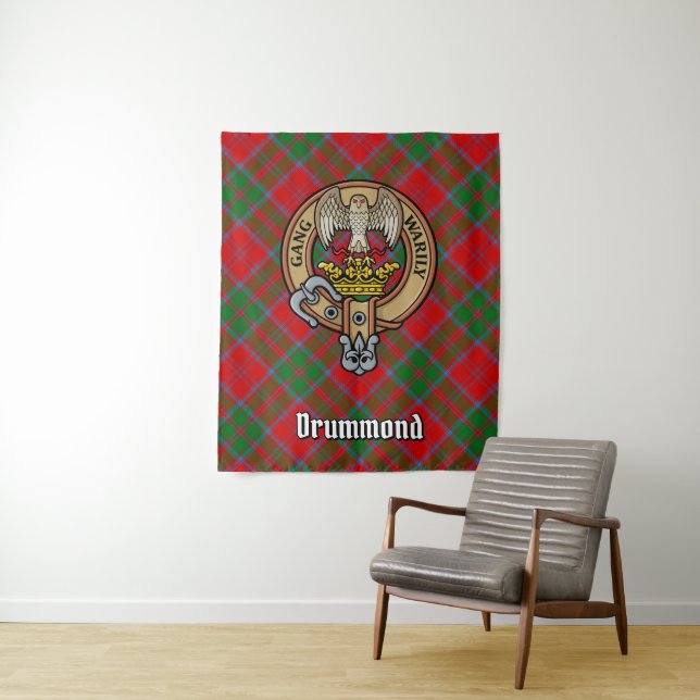 Tapete De Parede Clan Drummond Crest sobre Tartan (In Situ)