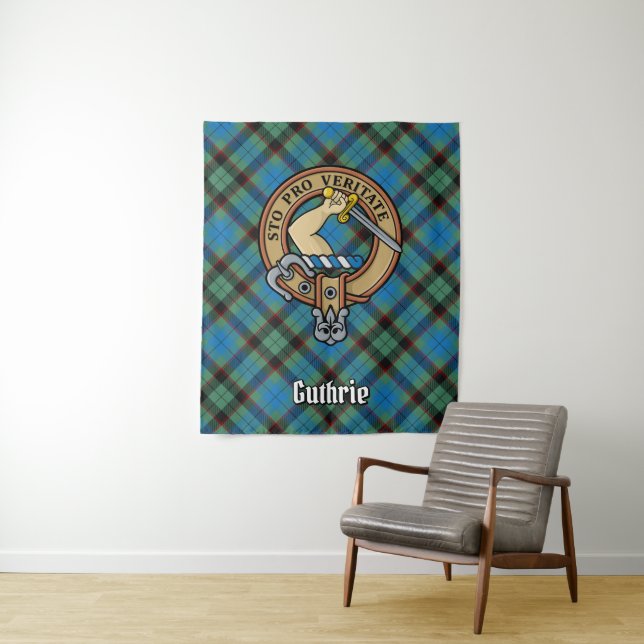 Tapete De Parede Clan Guthrie Crest sobre Tartan (In Situ)