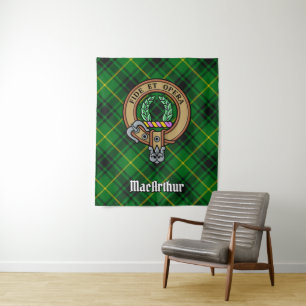 Tapete De Parede Clan MacArthur Crest sobre Tartan