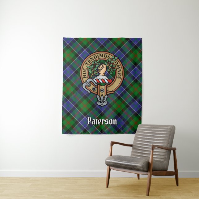 Tapete De Parede Clan Paterson Crest sobre Tartan (In Situ)
