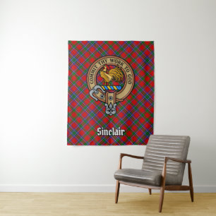 Tapete De Parede Clan Sinclair Crest sobre o Red Tartan