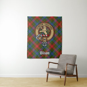 Tapete De Parede Clan Wilson Crest sobre Tartan Moderno