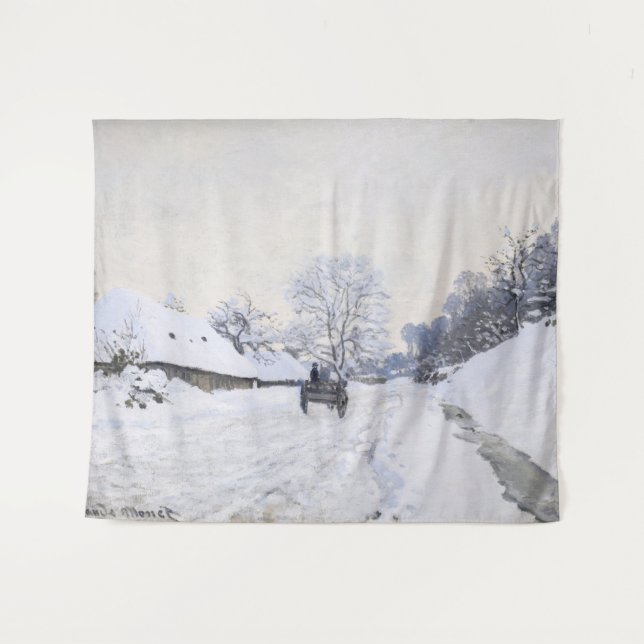 Tapete De Parede Claude Monet - Carrinho na Estrada de Neve em Honf (Frente (Horizontal))
